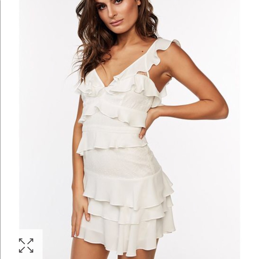 Bardot Ruffled Ivory Mini Dress